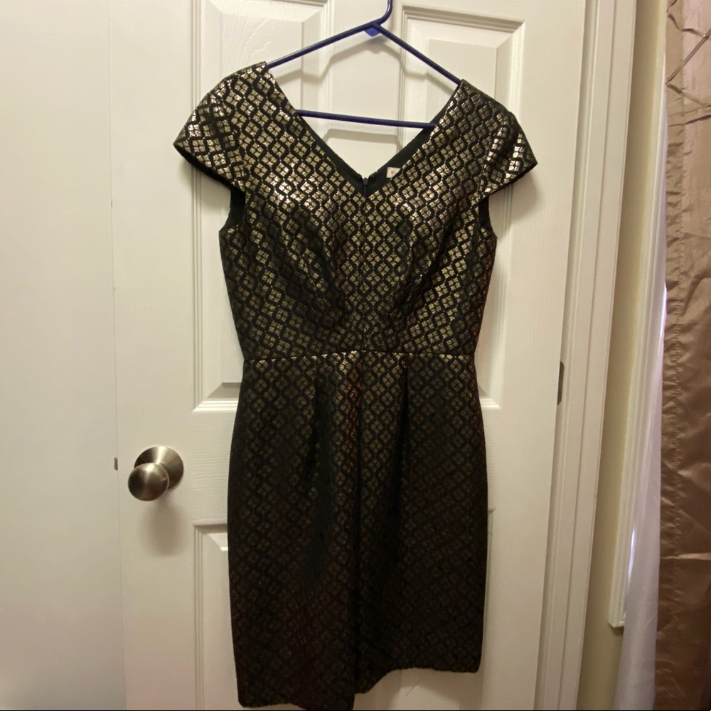 Cremieux Black and Metallic Gold Dress